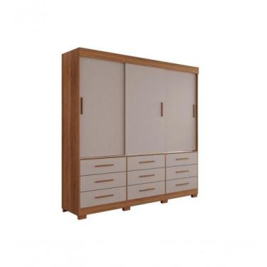 Imagem de Guarda Roupa Guarda-roupa New Star 3 Portas de Bater 9 Gavetas Cinamom