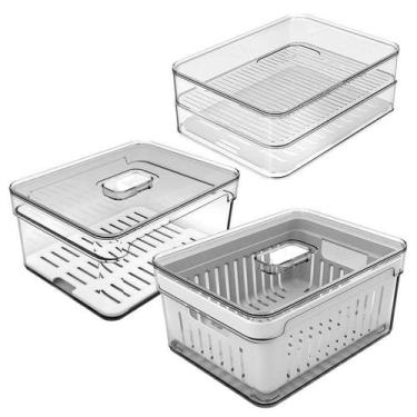 Imagem de kIt 3 Organizadores Clear Fresh para Geladeira OU KTE124NT