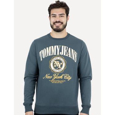 Imagem de Moletom Tommy Jeans Masculino Regular Varsity Luxe Azul Pertróleo-Masculino