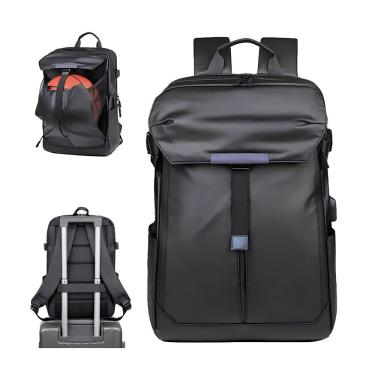 Imagem de Mochila Executiva para Notebook 19L em PU Impermeável 44X29X16CM Preto com Bolsos Organ...