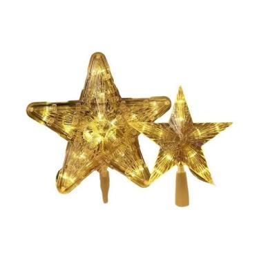 Imagem de Estrela De Natal LED De 15CM Para Topo De Árvore, Operada a Pilha, Dec