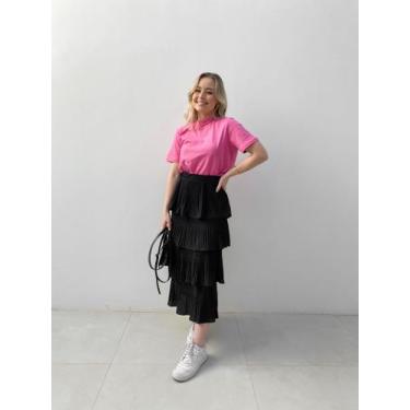 Imagem de Saia Midi Feminina BIA - Anna Engles, P, Preto