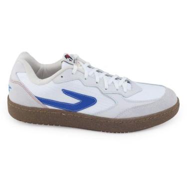 Imagem de Tênis Casual Topper Street TP04200 Couro cadarço Futsal, Branco, Azul,