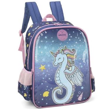 Imagem de Mochila de Costas Luxcel Up4You Unicórnio Marinho Azul, Azul, Único
