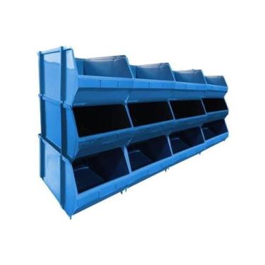 Imagem de Kit 30 Caixa Box Gaveteiro Industrial Bin Azul N8 19x31x41 - Caixaplas