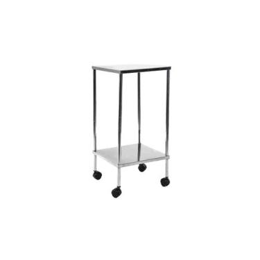 Imagem de Mesa Auxiliar Inox com Tampo Prateleira E Rodizio - Tubomed