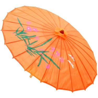 Imagem de Sombrinha Japonesa em Bambu Laranja Floral - Galleria 77
