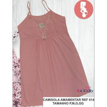 Imagem de Camisola amamentar de alça fina - Márcia Baby , Rosa, GG