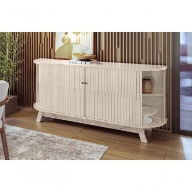 Imagem de Buffet Monaco Calacata Off White 4 Portas 2 Gavetas MDP 183cm com Pés Reto Madetec Móveis