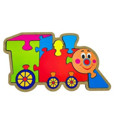 Imagem de Quebra Cabeça Trem Brinquedo Educativo de Madeira MDF - Maninho Brinqu