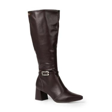 Imagem de Bota Feminina Dakota Cano Longo Salto Bloco - Marrom/Café, 37