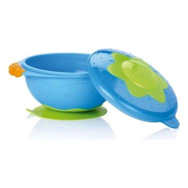 Imagem de Tigela Divertida Com Tampa E Ventosa Infantil Bebê Nûby - Nuby, Azul