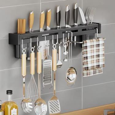 Imagem de Suporte Utensilios De Cozinha P/ Parede Aço Inox 8 Ganchos - Top Rio
