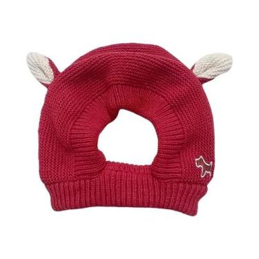 Imagem de Gorro De Lã Quente Laranja Para Cães Com Proteção Auditiva Antirruído 