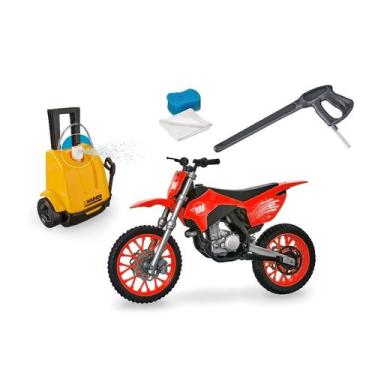 Imagem de Moto Cross Garage Wash Com Lavadora E Acessórios - Usual Brinquedos, V