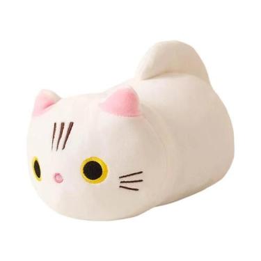 Imagem de Brinquedo De Pelúcia Gato De 22cm Preto, Branco E Cinza Com Laranja Vi