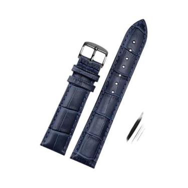 Imagem de Pulseira De Relógio Em Couro Genuine Azul Ajustável 14-23mm Para Relóg