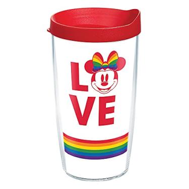 Imagem de Tervis Feito nos EUA Disney de parede dupla – Copo térmico Minnie Love mantém as bebidas frias e quentes, 473 ml, transparente