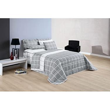 Imagem de Cobre Leito Austin Colcha Dupla Face Casal Queen 03 Peças 200 Fios Estampado Cinza