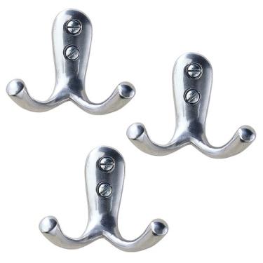 Imagem de InterDesign Gancho duplo de armazenamento de parede para jaquetas, casacos, chapéus, cachecóis – Conjunto de 3, cromado