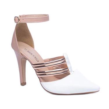Imagem de Scarpin Torricella Branco com detalhe Metalizado