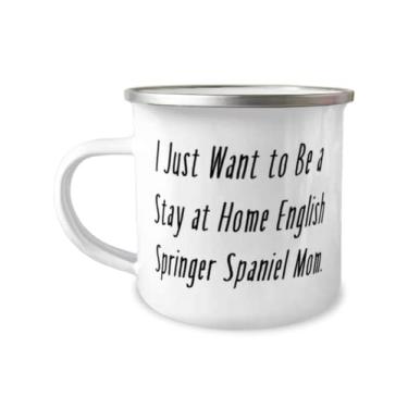 Imagem de I Just Want to Be a Stay at Home English Caneca para campista de 355 ml, cão Springer Spaniel inglês, lindos presentes para cão Springer Spaniel inglês