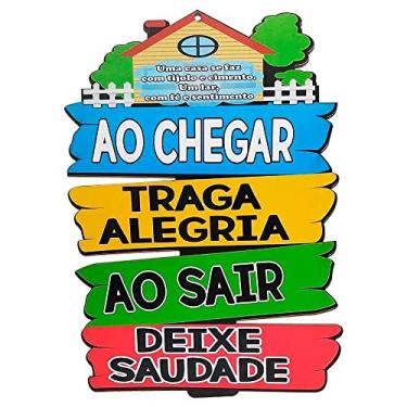 Imagem de Placa Casa Decorativa de Parede Madeira - Ao Chegar Traga Alegria