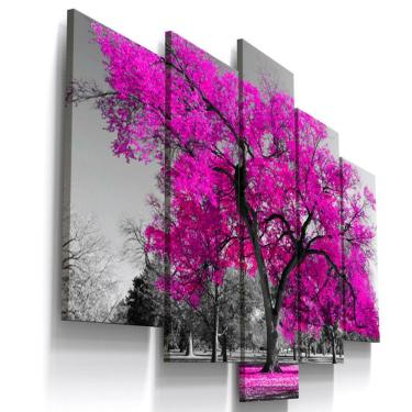 Imagem de Quadros Decorativos Arvore Vida Rosa Sala Quarto 