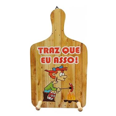 Imagem de Placa Tábua de Churrasco Porta Pano de Prato Decor - Traz Que eu Asso!