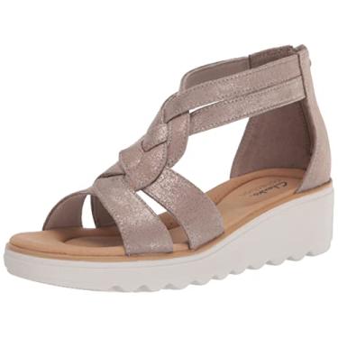 Imagem de Clarks Jillian Bright Sandália anabela masculina, Castanho-acastanhado sintético, 8.5 Wide