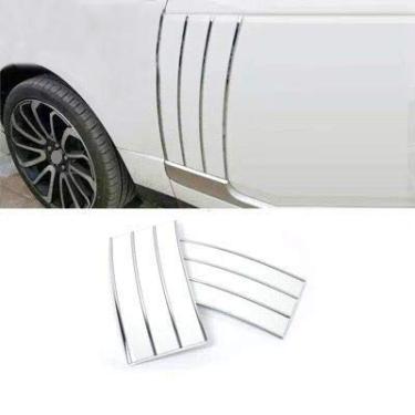 Imagem de 2 peças de malha lateral para ventilação de ar grade para para-lama moldura branca com listras se encaixa para Land Rover Range Rover L405 2013-2017