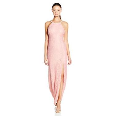 Imagem de Speechless Vestido Júnior Longo Slim Glitter Lace com Acabamento Joia, Costas Baixo e Fenda, rosa, 7