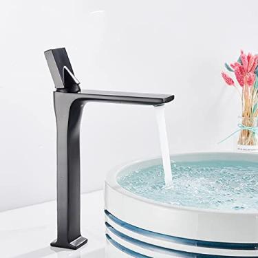 Imagem de Torneira da bacia preta fosca torneira da bacia torneiras da pia do banheiro torneira da pia de manípulo único furo deck vintage lavagem quente a frio torneira misturadora guindaste, alto, preto fosco, China