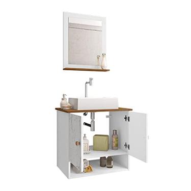 Imagem de Gabinete Banheiro Deli Cuba Torino Bco Torn Valv Click Inox Cor: Branco-Carrara/Nature