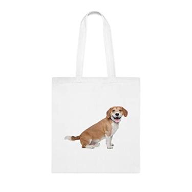 Imagem de Beagle Bolsa para cachorro sentado, presente para cachorro sentado beagle, aniversário de cachorro sentado bolsa de ombro para cachorro sentado beagle, bolsa reutilizável para cachorro sentado Beagle, Branco