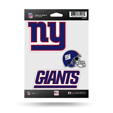 Imagem de NFL Rico Industries Folha de adesivos de 3 peças com corte de matriz Triple Spirit, New York Giants, 12,7 x 17,7 cm