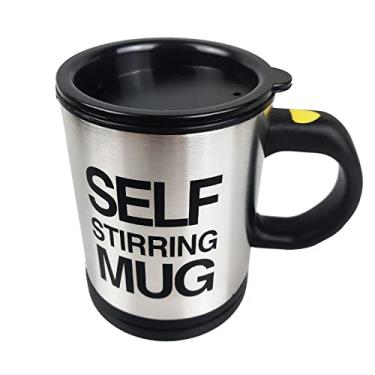 Imagem de Caneca de cafe com agitacao automatica, caneca de aco inoxidavel com tampa Copo misturador de viagem para escritorio em casa com mistura e rotacao 12-470ml (preto)