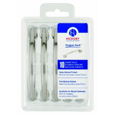Imagem de Hickory Hardware VP3447-SN Project Pack Puxador de armário Luna de 7,6 cm e 96 mm, níquel acetinado, pacote com 10