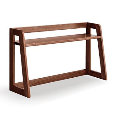 Imagem de KIZQYN Estante de madeira Prateleira de exibição Estante Organizador de mesa Rack de armazenamento de escritório Estante de bancada Suprimentos de escritório Acessórios Organizador de mesa Estante (Cor: Marrom, Tamanho: 31,5x17x7,9 polegadas)