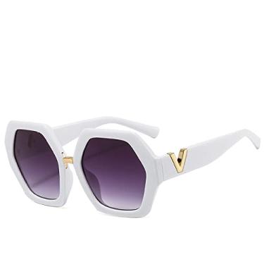 Imagem de Óculos de sol grandes de designer vintage femininos masculinos exclusivos com armação grande quadrada óculos de sol femininos tons brancos anti-reflexo uv400, cinza branco, uv400