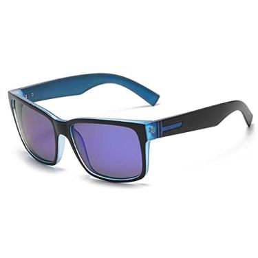 Imagem de Óculos de sol espelhados polarizados moda moldura grande vintage quadrado esporte ao ar livre ciclismo condução óculos de sol para homens, c8 preto azul roxo, polarizado