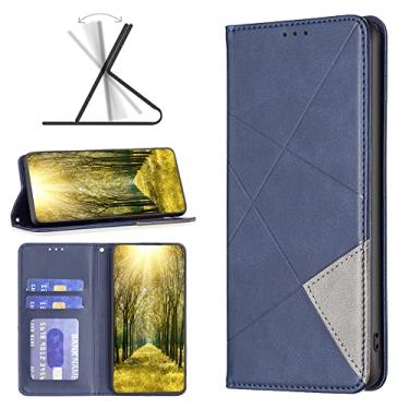 Imagem de Capas de telefone com slots de cartão de luxo Samsung Galaxy A14 5G capa de couro magnética para negócios clipe de carteira à prova de choque capa de telefone Samsung A14 5G capas (azul, Samsung A14 5G)