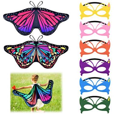 Imagem de Fantasia infantil de borboleta com 9 peças da Coopay, máscaras de borboleta para o Dia das Bruxas, fantasia de Halloween para meninas, Style 1 Kid's Size