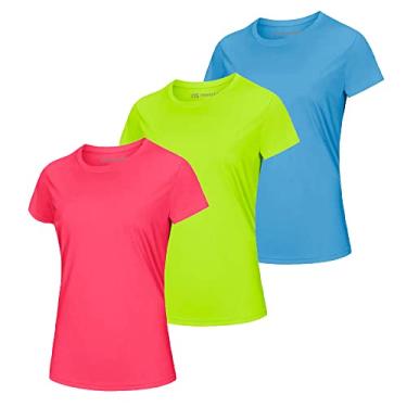 Imagem de Kit 03 Camiseta Dry Fit Feminina Anti Suor - Linha Premium (P, Rosa, Amarelo Fluor, Azul Fluor)