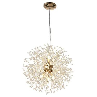 Imagem de Homozy Lustres De Cristal -De-, Lustre Moderno Com 8 Lâmpadas De De Artifício Luminária De Luminária Pen Para Sala De Quarto, Tamanho Real Dourado