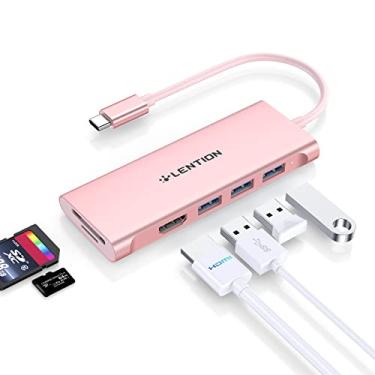 Imagem de LENTION USB C Hub com 4K HDMI, 3 USB 3.0, SD 3.0 Leitor de Cartão Compatível 2023-2016 MacBook Pro 13/15/16, Novo Mac Air/iPad Pro/Surface, Multiport Stable Driver Dongle Adapter (CB-C34, Ouro Rosa)