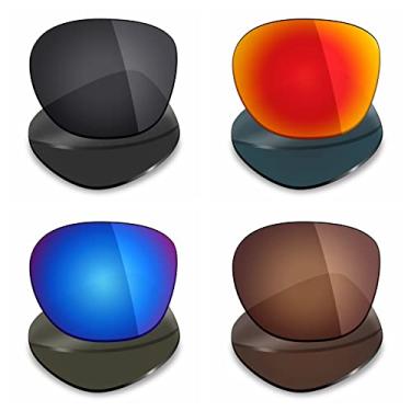 Imagem de 4 pares de lentes polarizadas de substituição Mryok para óculos de sol Oakley Garage Rock – Stealth preto/vermelho fogo/azul gelo/marrom bronze