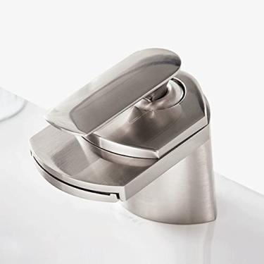 Imagem de Pia do banheiro toda em cobre torneira de vidro em cascata art deck montado torneira quente e fria lavatório jardim ao ar livre furo único, prata fosca