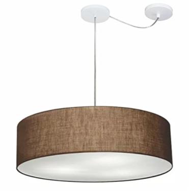 Imagem de Lustre Pendente com Desvio de Centro Cúpula Tecido 60x15 cm, Vivare Iluminação, Pendente4265 LC, Café, Grande