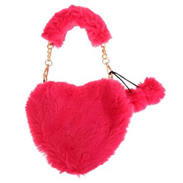 Imagem de Tendycoco bolsa de ombro de pele sintética, bolsa de mão fofa em forma de coração, bolsa de mão para mulheres, Rosa, 23X20X3CM